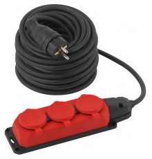 Удлинитель силовой UK-3e-3x1,5-30m-IP44(KG) с заземлением 3 розетки каучук 30м КГ 3х1,5мм2 IP44  Б0057582  ЭРА
