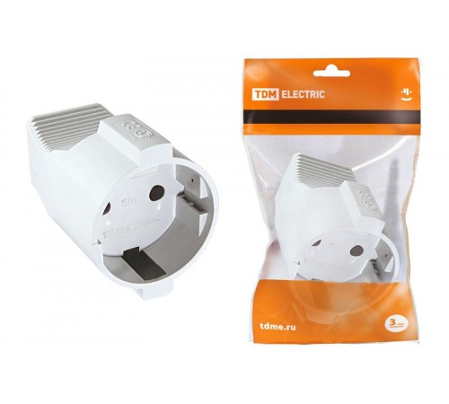 Кабельная розетка 2П б/з 10А 250B белая   SQ1806-0029  TDM