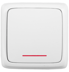 Выключатель открытой установки, одноклавишный, с индикацией, цвет белый  ВА10-112  HEGEL