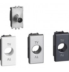 Axolute. Розетка проходная TV для схемы "шлейф". Затухание на отвод сигнала - 14дБ. Штыревой разъем 9,5 мм, экранированная. 1 модуль. Поставляется в к