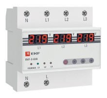 Реле выбора фаз с дисплеем RVF-3-63А PROxima  RVF-3-63a  EKF