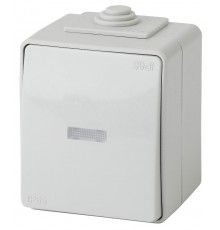 Переключатель с подсветкой IP65, 10АХ-250В, ОУ, 11-1610-03 Эра Эксперт, Серый  Б0035981  ЭРА