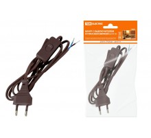 Шнур с выключателем и плоской вилкой ШУ01В ШВВП 2х0,75мм2 2м. коричневый "ЭКО"  SQ1305-0006  TDM