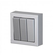 Выключатель трехклавишный, накладного монтажа, Impressivo, алюминий  10631A-83   2TKA00001851  ABB