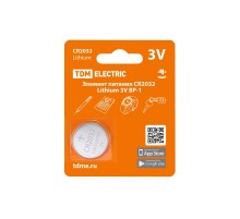Элемент питания CR2032 Lithium 3V BP-1  SQ1702-0099  TDM