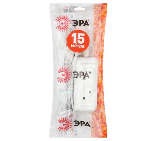 Удлинитель Россия UX-2-1,5m Удлин-ль без заземл, 2x0.75мм2, ШВВП, 2гн, 1,5м  Б0038557  ЭРА