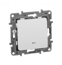 Etika Белый Выключатель 1-клавишный с подсветкой, 10А, винтовые клеммы  672203  Legrand