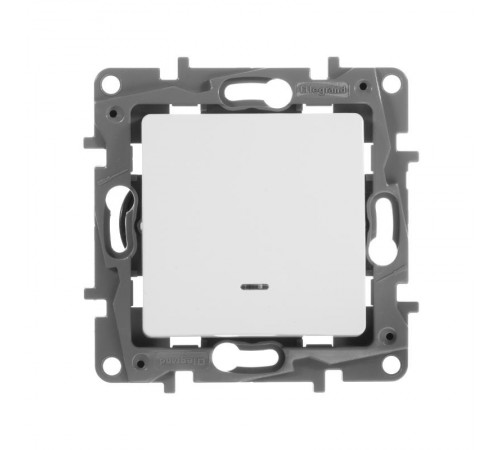 Etika Белый Выключатель 1-клавишный с подсветкой, 10А, винтовые клеммы  672203  Legrand