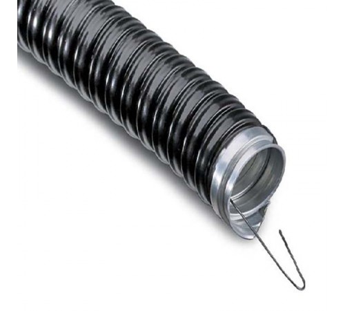 Металлорукав в ПВХ изоляции МРПИнг-25 (бухта 50 м/уп.) с зондом, черный  28-0125-50  REXANT