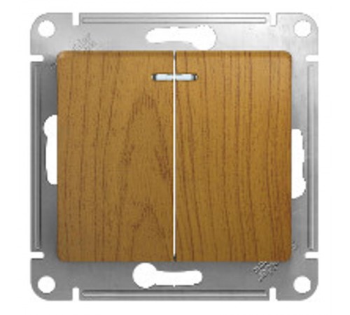 Glossa Дерево Дуб Выключатель 2-клавишный с подсветкой, сх.5а  GSL000553  SE