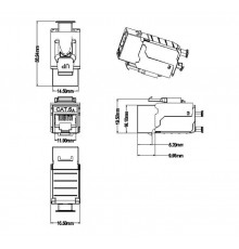 KJ9-8P8C-C6A-90-SH-F Вставка Keystone Jack RJ-45(8P8C), категория 6a (10G), экранированная  432596  Hyperline