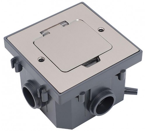 PRIMER Лючок с коробкой 2 модуля (1 пост 45*45мм) IP44 матовый никель для установки в бетон   PM-LN43-02-O-44-K50IEK