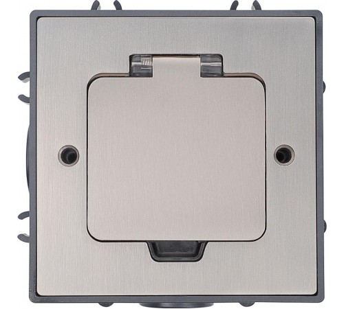 PRIMER Лючок с коробкой 2 модуля (1 пост 45*45мм) IP44 матовый никель для установки в бетон   PM-LN43-02-O-44-K50IEK