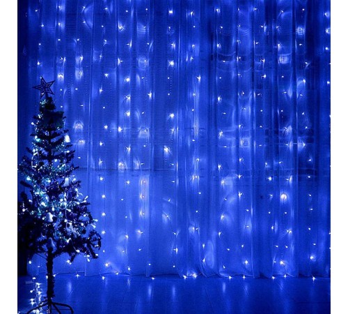 Гирлянда - занавес CL18  160 диодов  синий , 1,5*1,5м + 3м IP44 прозрачный шнур  32325  FERON