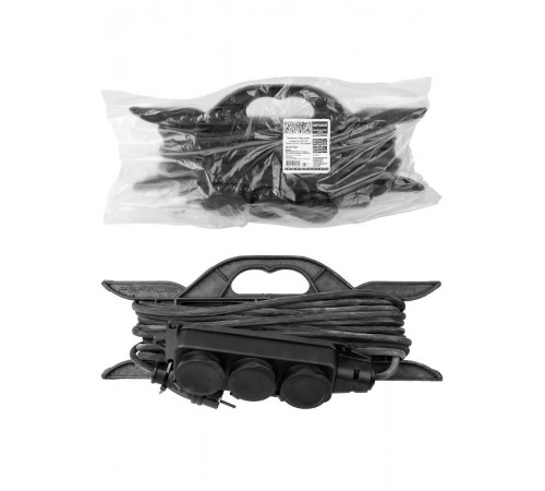 Удлинитель-шнур силовой на рамке, каучук, КГ, IP44, 3 гнезда с/з, 3700 Вт, 10м Народный  SQ1307-0233  TDM