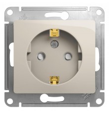 Glossa Молочный Розетка с заземлением со шторками  GSL000945  SE