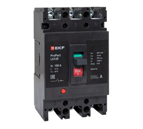 Выключатель автоматический LS125 18кА 3P 100А ProPact EKF  mccb-125-18-3-100-ls  EKF