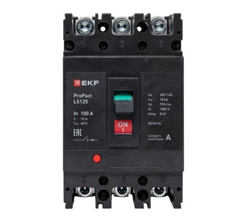 Выключатель автоматический LS125 18кА 3P 100А ProPact EKF  mccb-125-18-3-100-ls  EKF