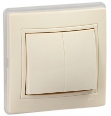 КВАРТА Кремовый Выключатель 2-клавишный ВС10-2-0-ККм-44 10А  KV-V20-10-44-K33  GENERICA