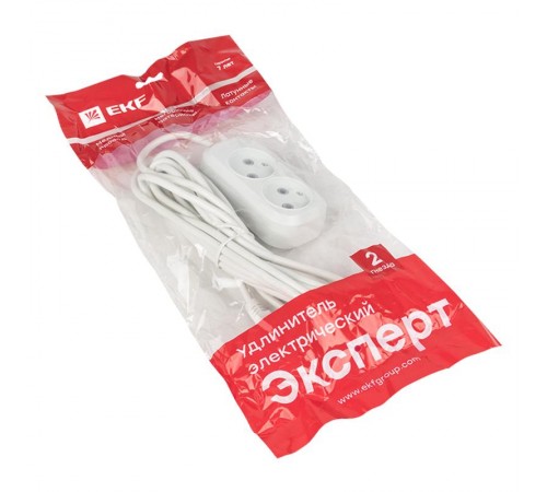 Удлинитель "Эксперт" 2 гнезда  3 метра 10А/2,2кВт без заземления ПВС 2х0,75  EKF PROximaUBA10-275-2-03EKF