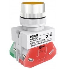 Выкл. кноп. ABLF 22 мм Цвет:ЖЕЛТЫЙ 220В ВK-22   25015DEK  DEKraft