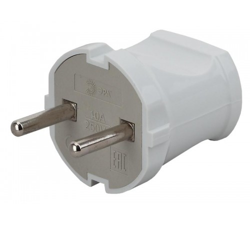 Vx1-W ЭРА Вилка б/з прямая 10A белая (24/480/5760)  Б0039671  ЭРА