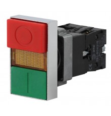 Кнопка управления LAY5-BW8465 "I-O" сдвоенная с подсветкой (20/200/3200)  Б0045628  ЭРА