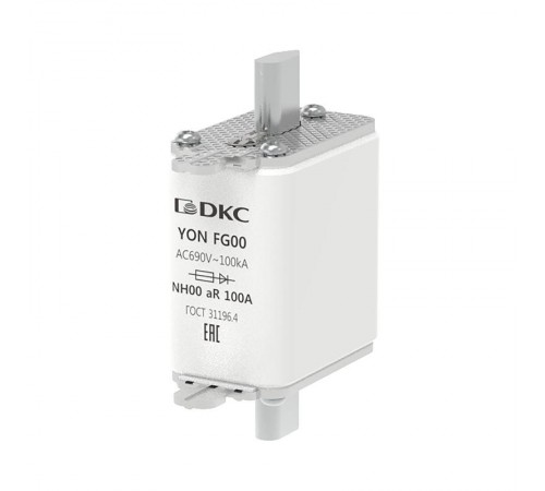 Предохранитель YON ножевого типа FG00 100А 690V характеристика aR  1FG00-0100-690V-AR  DKC