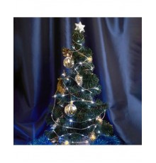 Гирлянда линейная Роса (на плоском проводе) 220V, 100 LED 10м, 2700К, IP 20,  прозрачный шнур 3м, CL578  48619  FERON