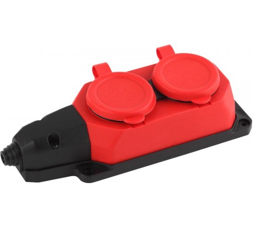 K-2e-RED-IP44 ЭРА Колодка каучуковая с/з 2гн 16A IP44 красная  Б0044551  ЭРА