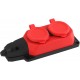 K-2e-RED-IP44 ЭРА Колодка каучуковая с/з 2гн 16A IP44 красная  Б0044551  ЭРА