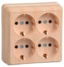 ОКТАВА сосна Розетка 4местная О/У с/з 16А РС24-3-ОС  ERO41-K03-16-DC  GENERICA