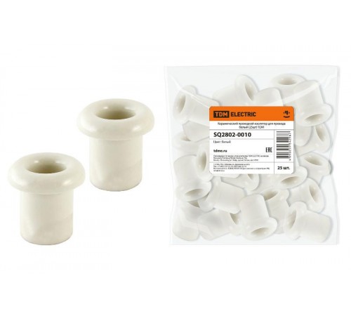 Керамический проходной изолятор для провода белый (25шт)  SQ2802-0010  TDM