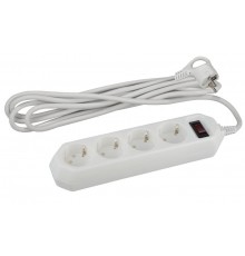 Сетевой фильтр USF-M-4es-1.5m-W   (белый) с заземл, 3x0,75мм2, с выкл, 4гн, 1.5м (20/800) Б0019741  ЭРА