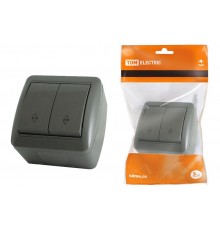 Выключатель на 2 направления 2-кл. открытой установки IP44 10А серый "Селигер"  SQ1818-0112  TDM