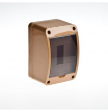 Щиток тусо о/п на 4 мод. с вертикальной дверцей. 140х90х85мм (коричневый)  68304К  Рувинил