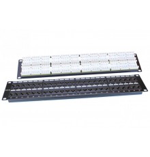 Патч-панель PP3-19-48-8P8C-C5E-110D 19", 2U, 48 портов RJ-45, категория 5e, Dual IDC, ROHS, цвет черный  246100  Hyperline