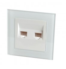 GLS00-7006-01 Розетка компьютерная 2-местная RJ-45, серия Катрин, белый  39246  STEKKER