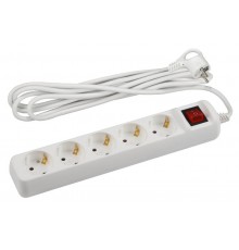 Удлинитель электрический U-5es-3m-3x1,5 с заземлением с выключателем 5 розеток 3м ПВС 3x1,5мм2 16А  Б0044044  ЭРА