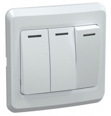 ВЕГА белый Выключатель 3-клавишный 10А ВС10-3-0-ВБ  EVV30-K01-10-DM  GENERICA