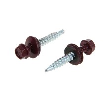 Саморез КР св. 4,8х28 RAL-3005 (винно-красный) (300 шт) - ведро ( 1,584 кг)  127870  Tech-KREP