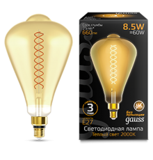 Лампа светодиодная LED Filament ST164 E27 8.5W Amber 660lm 2000K 1/6  157802105  Gauss