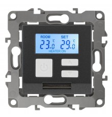 12-4111-12  Терморегулятор универс. 230В-Imax16А, IP20, Эра12, графит  Б0031277  ЭРА