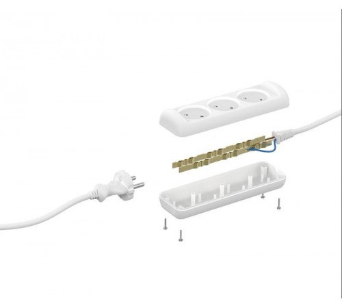 Удлинитель UX-3-1,5m без заземл., 1300Вт, 3гн, 1,5м  Б0035747  ЭРА