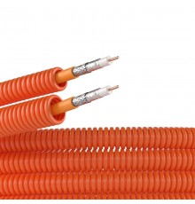 Электротруба ПНД гибкая гофрированная д. 20 мм, цвет оранжевый, с коаксиальным кабелем SAT нг(А)-HF, 50 м  7VE92050  DKC