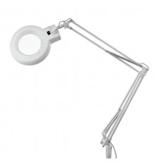 Лупа на струбцине , круглая, 3D, с подсветкой, белая  31-0001  REXANT