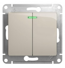 Glossa Молочный Выключатель 2-клавишный с подсветкой, сх.5а, 10AX  GSL000953  SE