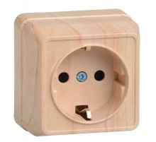ОКТАВА сосна Розетка 1-местная О/У c/з 16А РС20-3-ОС  ERO11-K03-16-DC  GENERICA