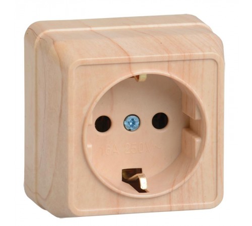 ОКТАВА сосна Розетка 1-местная О/У c/з 16А РС20-3-ОС  ERO11-K03-16-DC  GENERICA