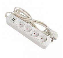 Удлинитель "Эксперт" 4 гнезда 3 метра 16А/3,5кВт с 2 USB 2,1А ПВС 3х1  UBA16-2USB-4-03i  EKF